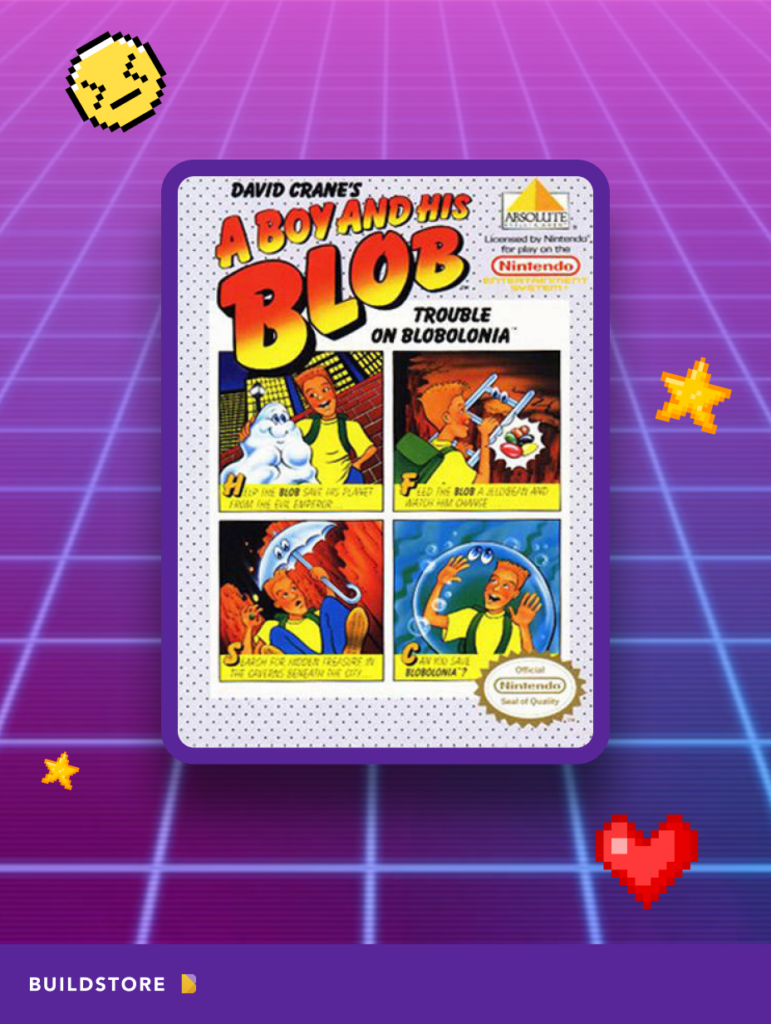 The cartridge with the game A Boy and His Blob: Trouble on Blobolonia