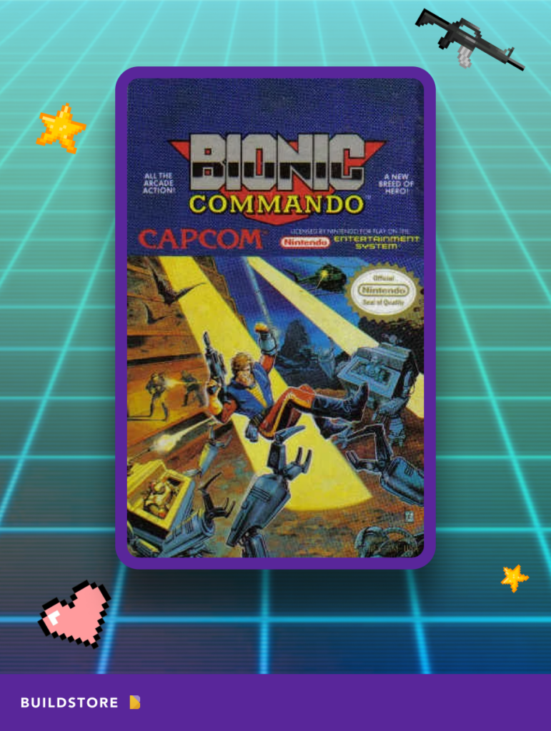 The cartridge with the game Bionic Commando