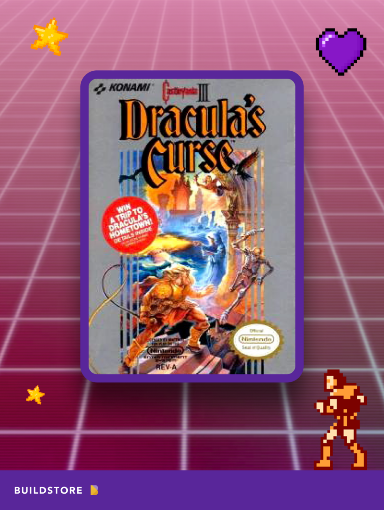 The cartridge with the game Castlevania III: Dracula's Curse