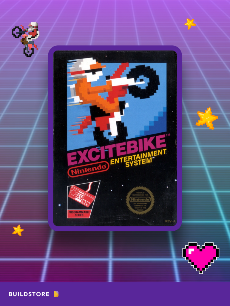 The cartridge with the game Excitebike