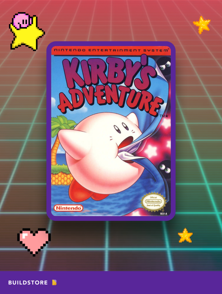 The cartridge with the game Kirby's Adventure