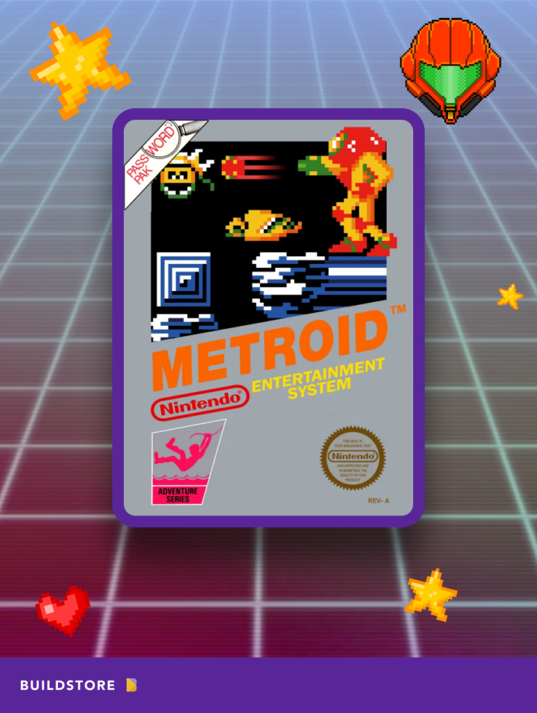 The cartridge with the game Metroid