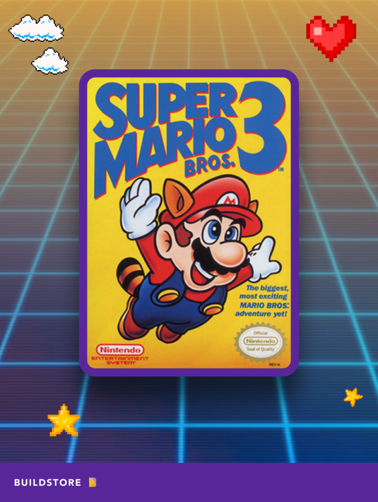 The cartridge with the game Super Mario Bros. 3
