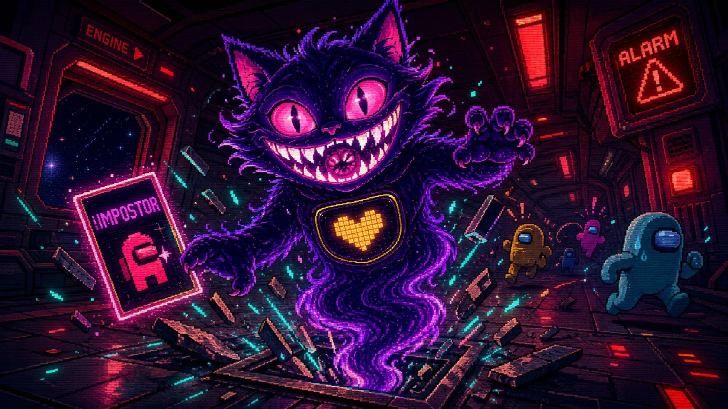 Among Us mod menu impostor on iPhone, pixel-art