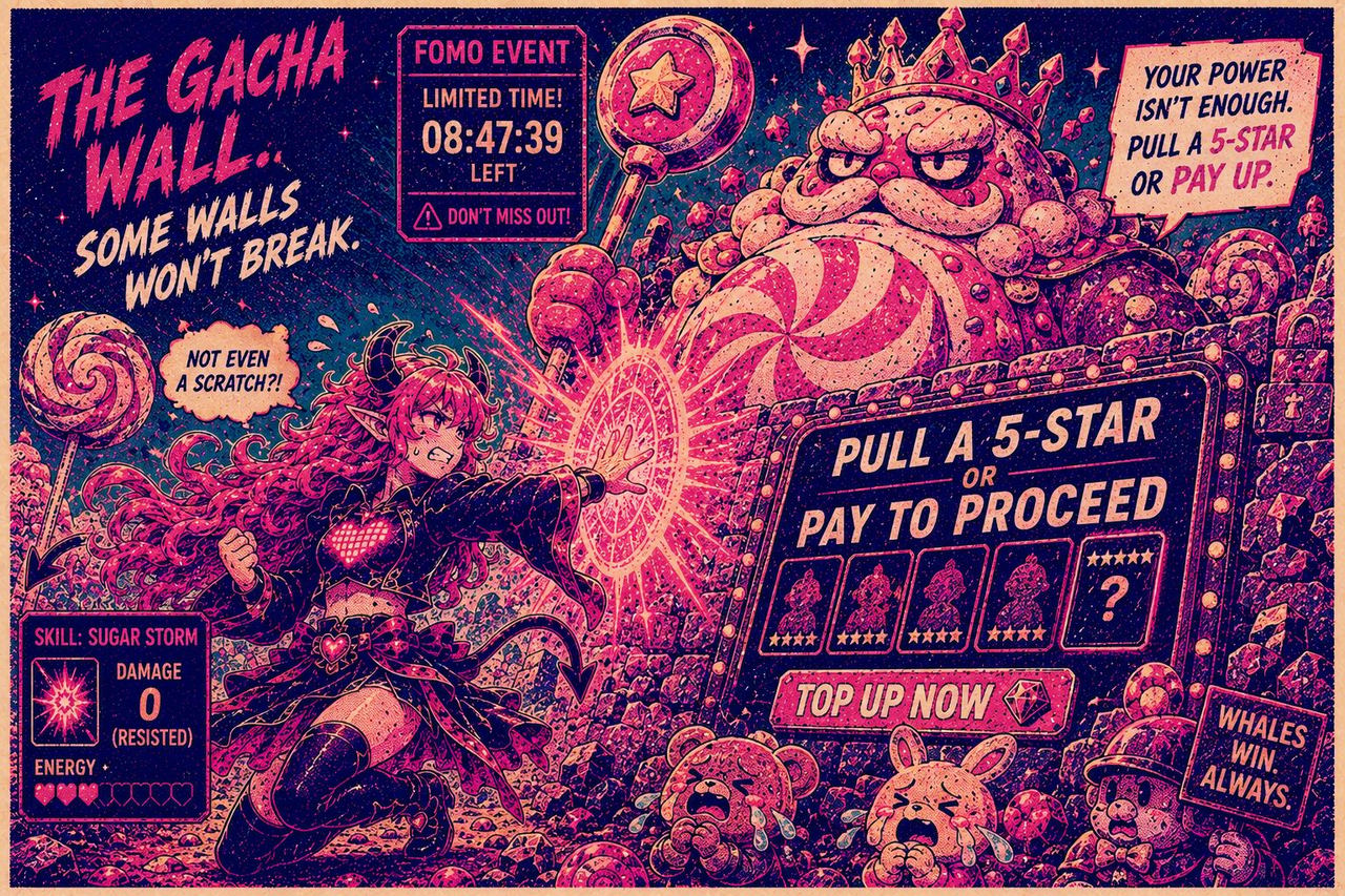 Eve's hit bouncing off a candy boss behind a pull-or-pay banner
