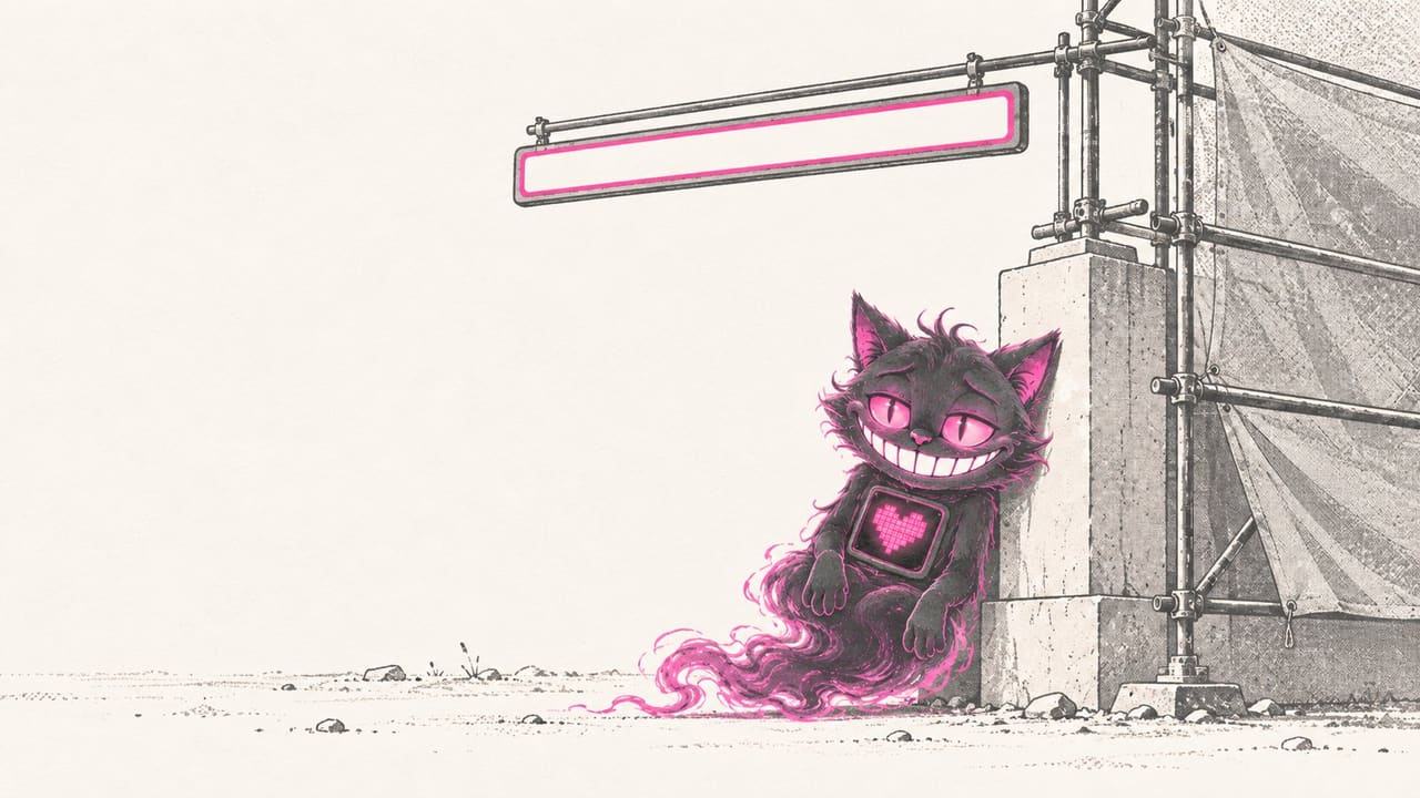 Sid slumped beside a scaffolded building with a long, empty timer bar above it and idle builders' tools on the ground