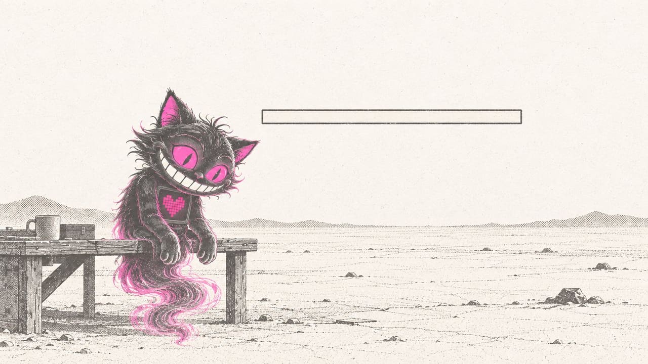 Sid slumped on a workbench under a long, empty progress bar in a flat wasteland