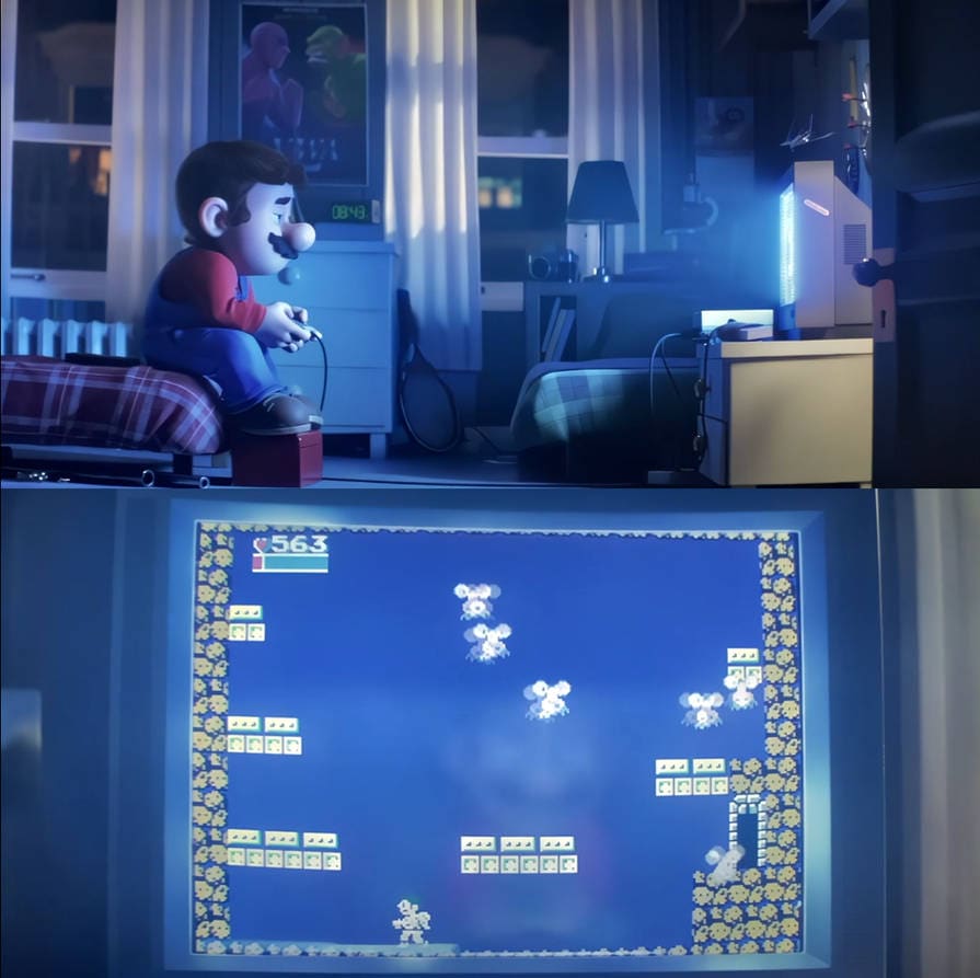 Mario playing on gaming console