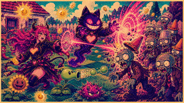 Sid and Eve holding the lawn against a zombie horde with unlimited sun and coins