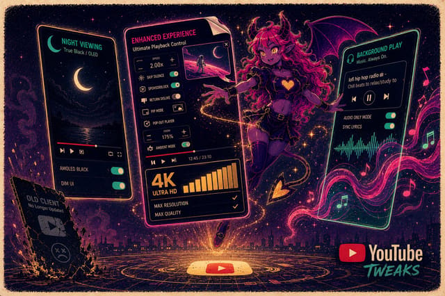 Eve choosing between three floating player panels while a cracked, no-longer-updated client falls away
