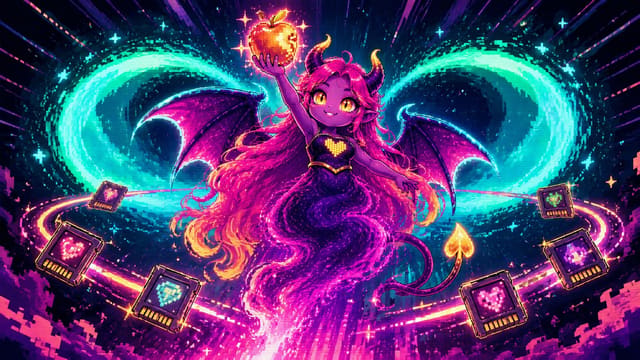 Busty Fantasy Burst on iPhone, pixel-art