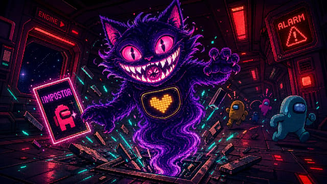 Among Us mod menu impostor on iPhone, pixel-art
